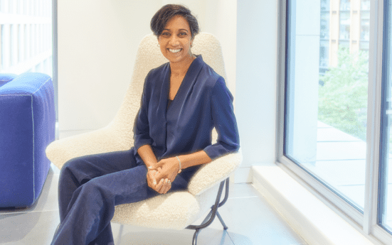 Istesso CEO Lisa Patel on white chair, credit David Loftus